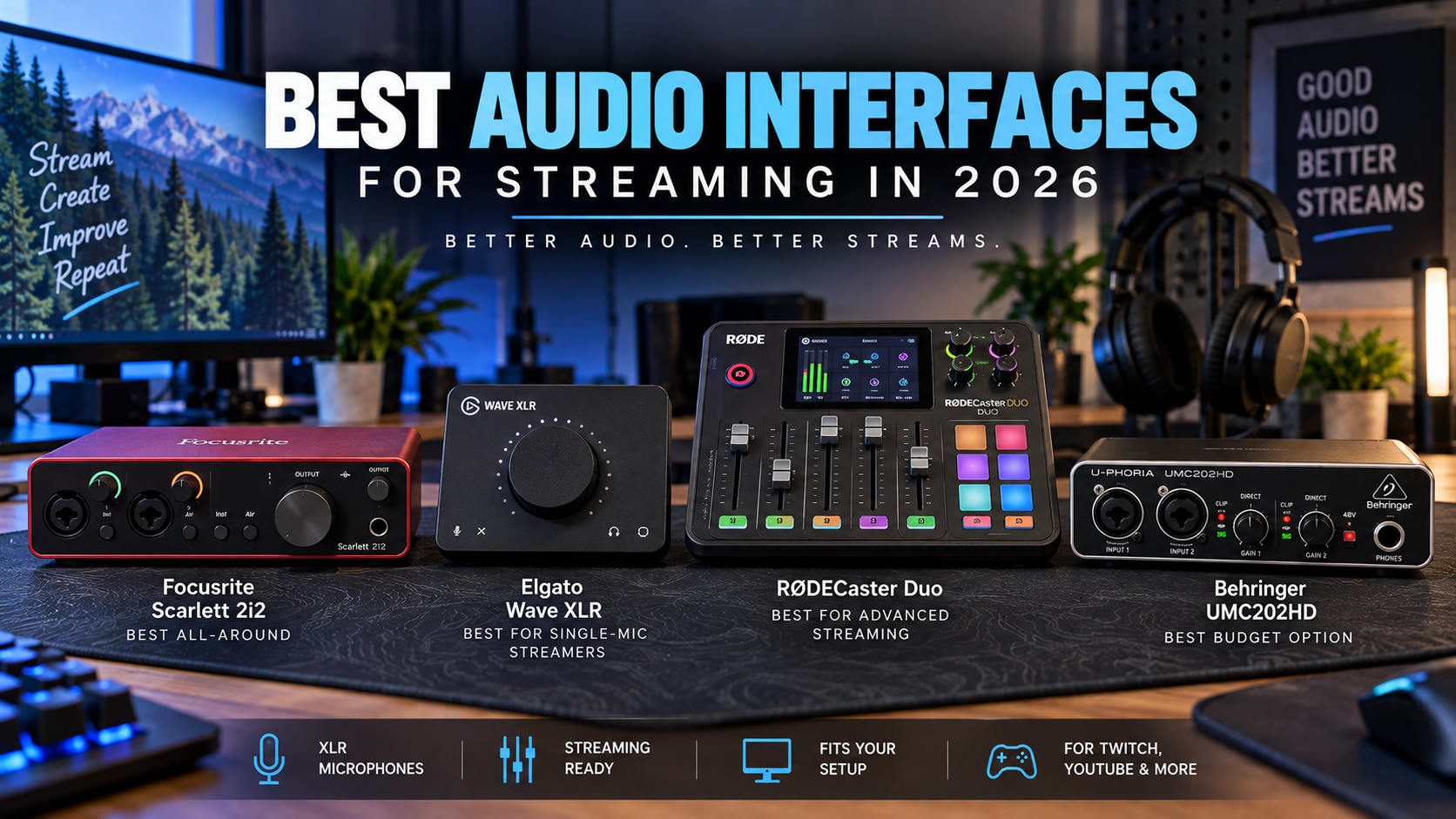 Best audio interfaces for streaming on a creator desk setup
